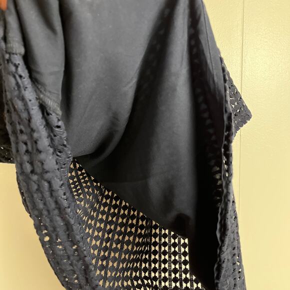 Banana Republic Navy Blue Shirt Top XL VNeck Blouse Mesh Short Sleeve - Picture 4 of 7